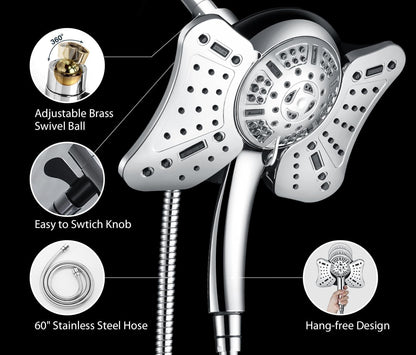 GRICH Shower Head with Handheld Spray - Dual High Pressure Showerhead