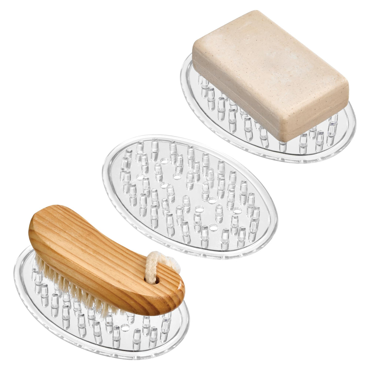 iDesign Plastic Soap Dish, Set of 3, Clear