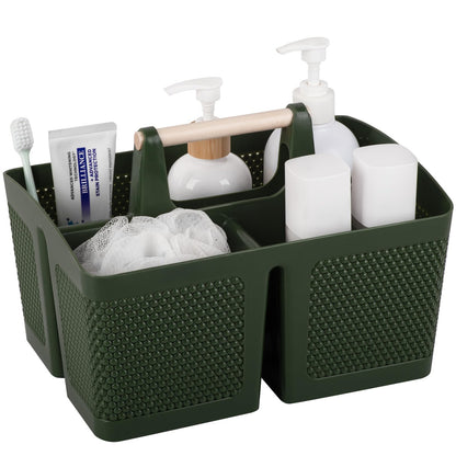 rejomiik Portable Shower Caddy Basket Plastic Cleaning Caddy Organizer Storage Tote with Handle for Bathroom, College, Dorm Room Essentials, White