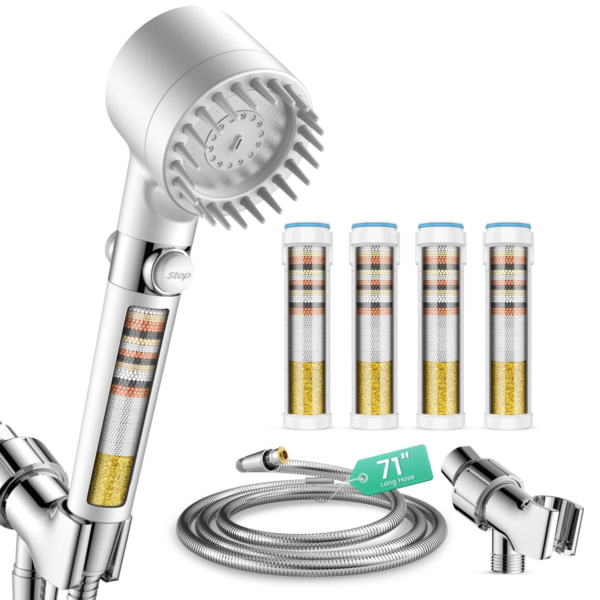 Filtered Shower Head with Handheld 4PCS Filters ShowerHead