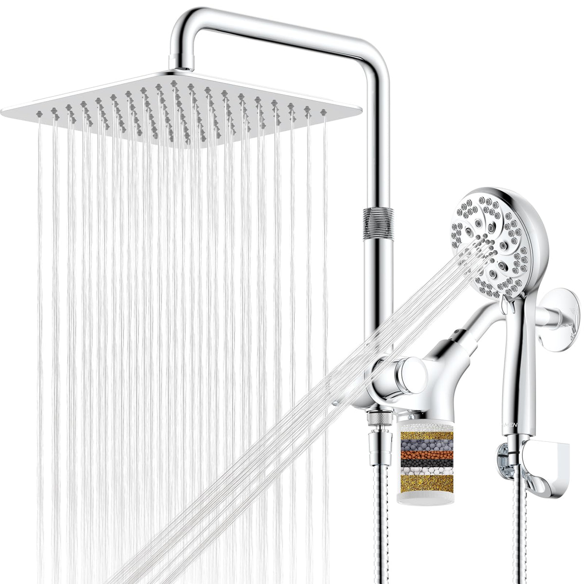 Ryamen Upgraded Filtered Shower Head with Handheld, 10 inch Rain Showerhead