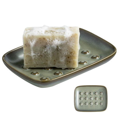 Miamolo Soap Dish Bar Cleaner Dish for Shower, Ceramic Soap Dishes for Large Soap Bar Shampoo or Sponge, Shower Soap Dish Soap Saver Tray for Bathroom Kitchen Sink, Easy to Clean