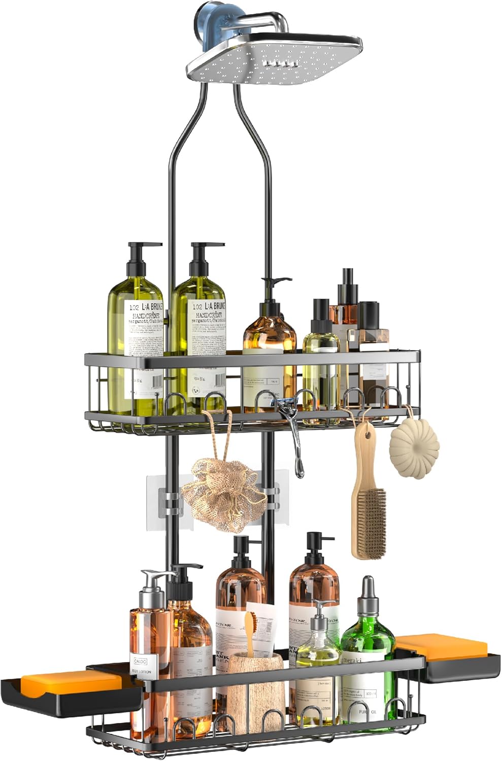 Skyapex Shower Caddy Hanging Over Shower Head, Adjustable, Black