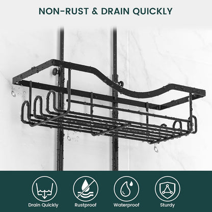 REINHARDT Adjustable Shower Caddy Hanging Rustproof Shower Organizer, Black