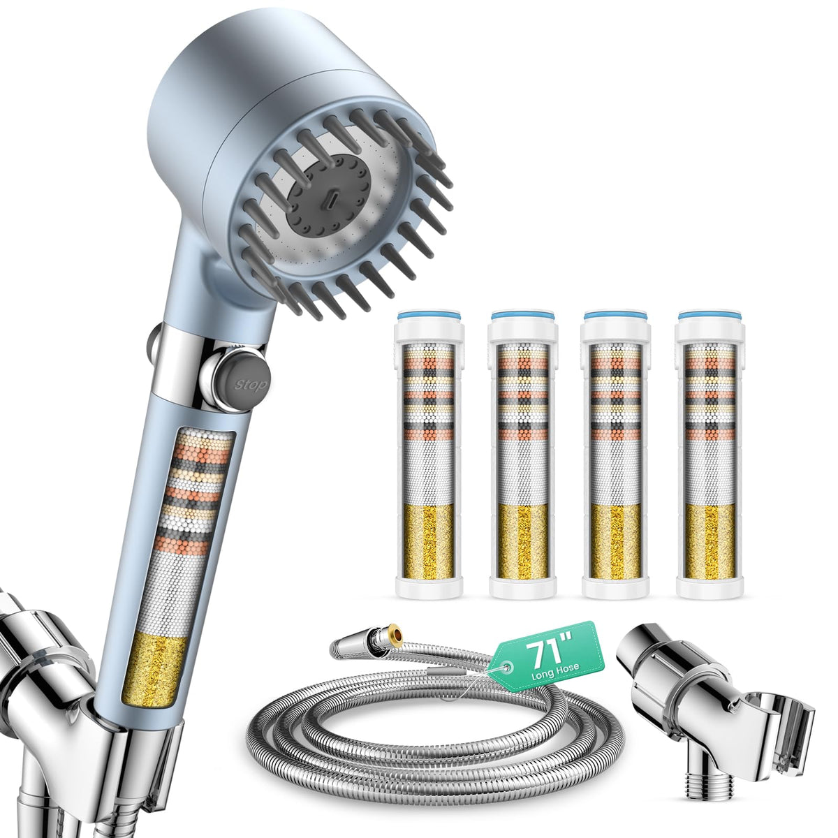 Filtered Shower Head with Handheld 4PCS Filters ShowerHead