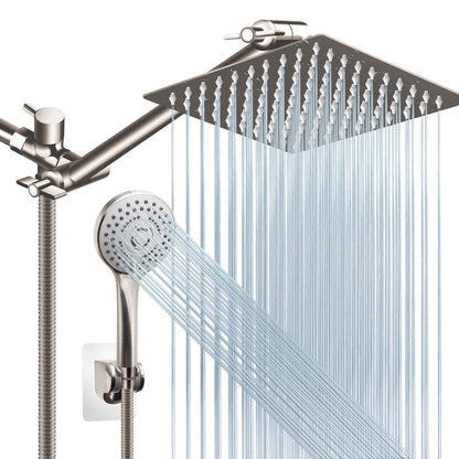 Shower Head Combo,10" High Pressure with 11" Extension Arm 5 Spray Handheld