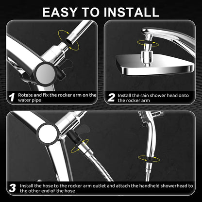 12-Inch High Pressure Rain Shower Head with Handheld Spray Combo, Magnetic