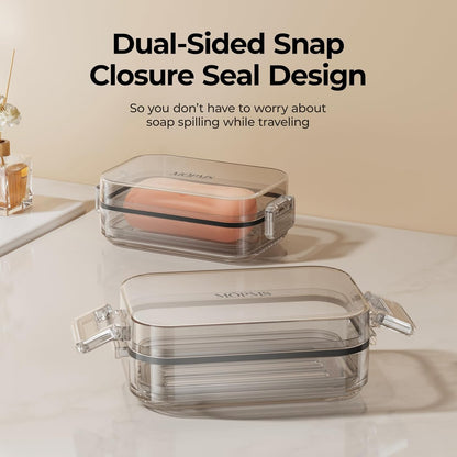 MOPMS Travel Soap Case, Leakproof with Clasps & Silicone Seal for Traveling