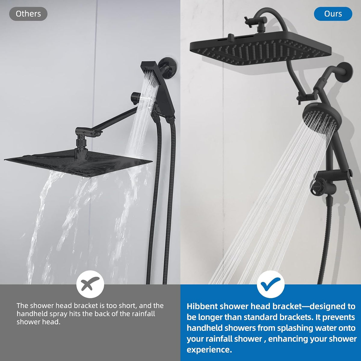 Hibbent cUPC Certified High Pressue 13'' Rainfall Shower Head with 5-Spray