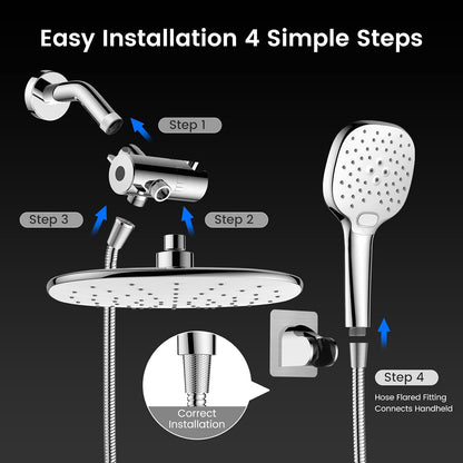10" Rain Shower Head with Handheld Spray, Dual High Pressure Showerhead