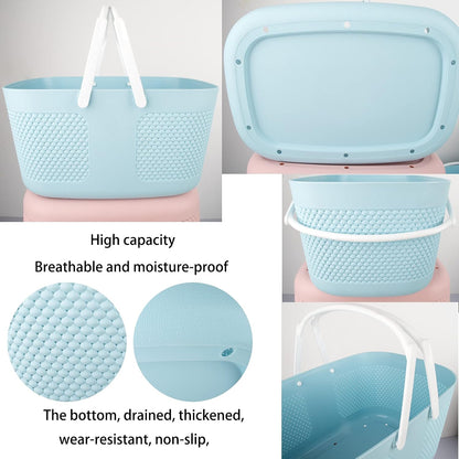 rejomiik Portable Plastic Shower Caddy Basket Organizer with Handles, Blue