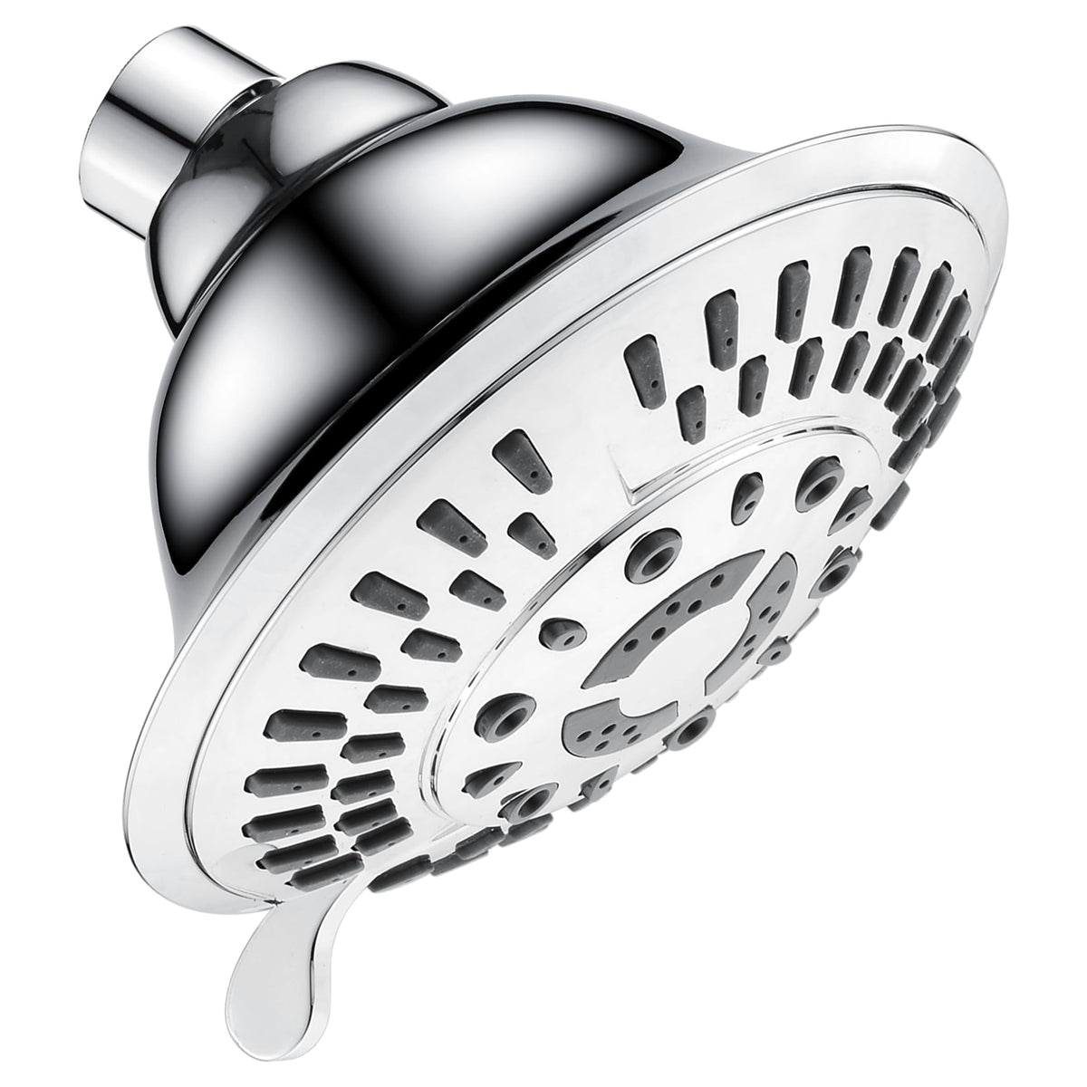 BRIGHT SHOWERS High Pressure Rain Shower Head, Fixed Shower Head with 5 Spray Settings, Adjustable Angle and Anti-Clog Nozzles, Oil Rubbed Bronze