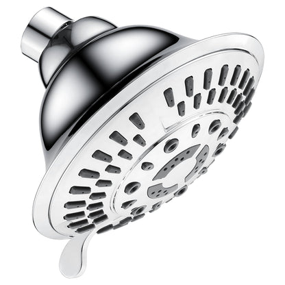 BRIGHT SHOWERS High Pressure Rain Shower Head, Fixed Shower Head with 5 Spray Settings, Adjustable Angle and Anti-Clog Nozzles, Oil Rubbed Bronze
