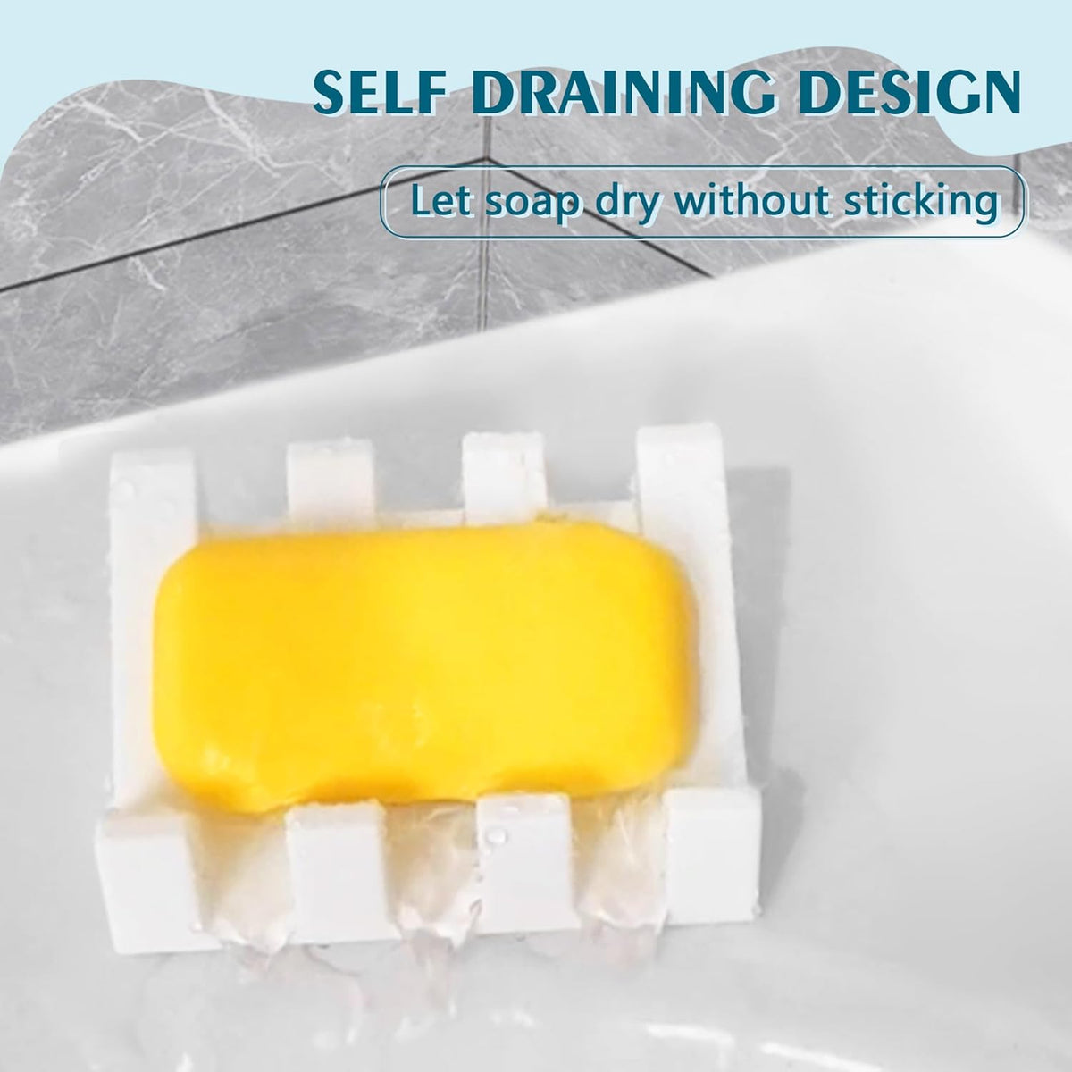 Self Draining Soap Dish Holder,Silicone Soap Dish,for Bathroom,Kitchen, Sponges，Can Extend Soap Life，Keep Soap Bars Dry and Easy Cleaning (White,1-Pack)