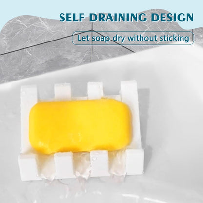 Self Draining Soap Dish Holder,Silicone Soap Dish,for Bathroom,Kitchen, Sponges，Can Extend Soap Life，Keep Soap Bars Dry and Easy Cleaning (White,1-Pack)