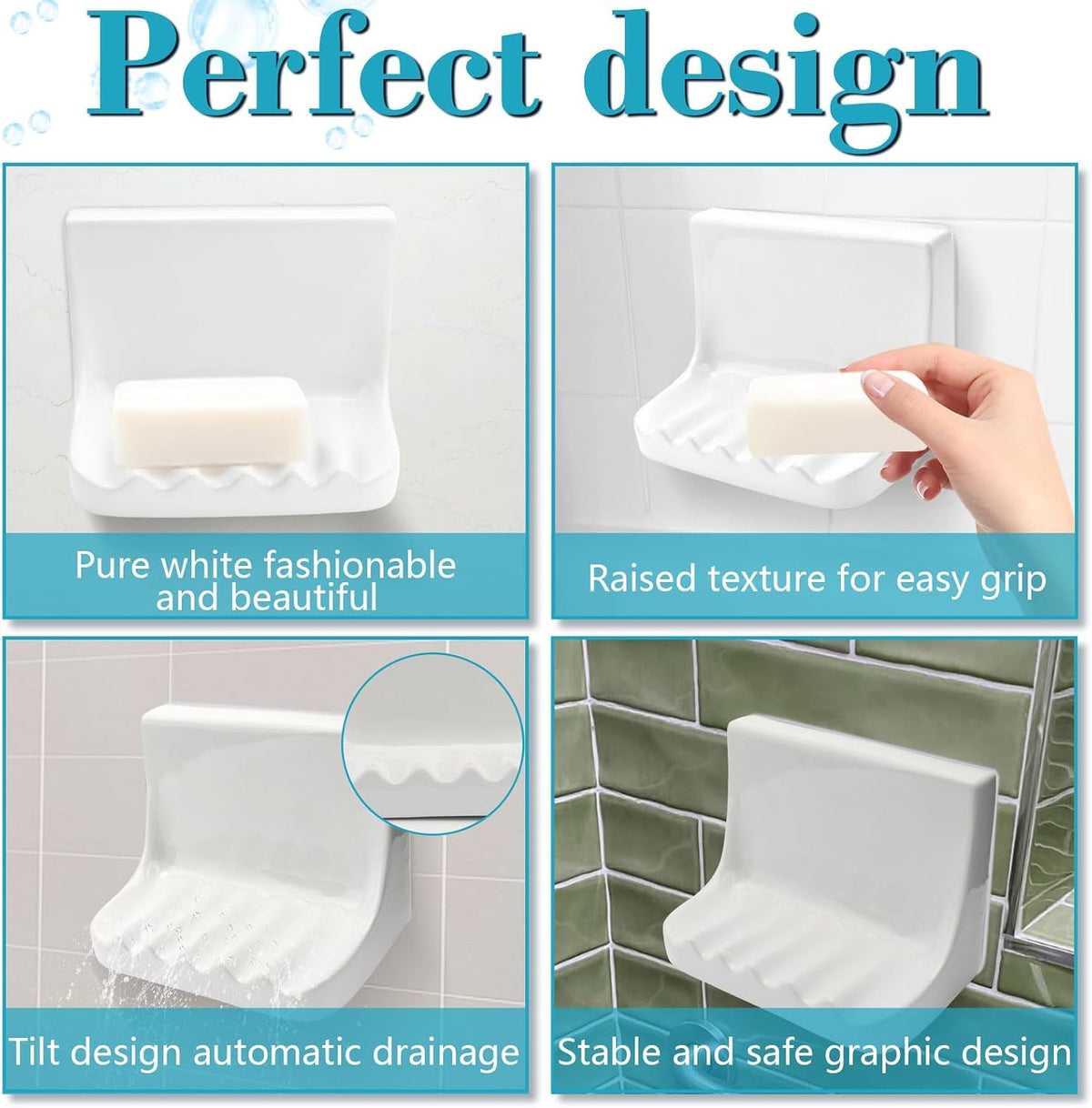 White Ceramic Soap Dish Suitable for Bathroom Shower Walls