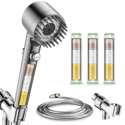 Filtered Shower Head with Handheld 4PCS Filters ShowerHead