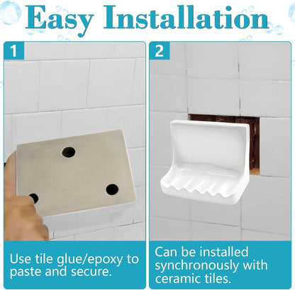 White Ceramic Soap Dish Suitable for Bathroom Shower Walls