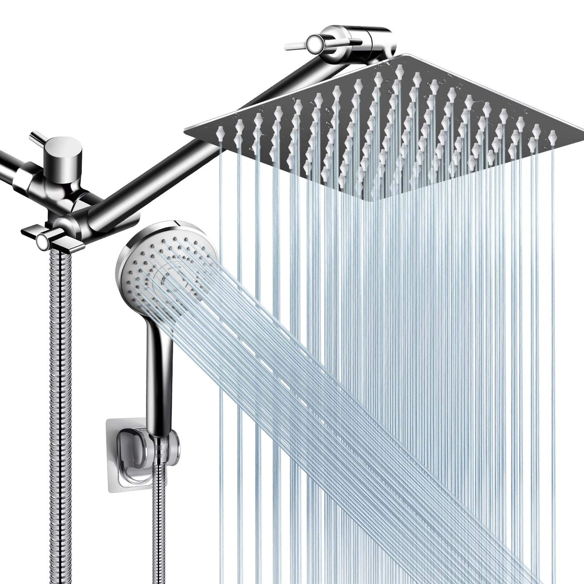Shower Head Combo,10" High Pressure with 11" Extension Arm 5 Spray Handheld