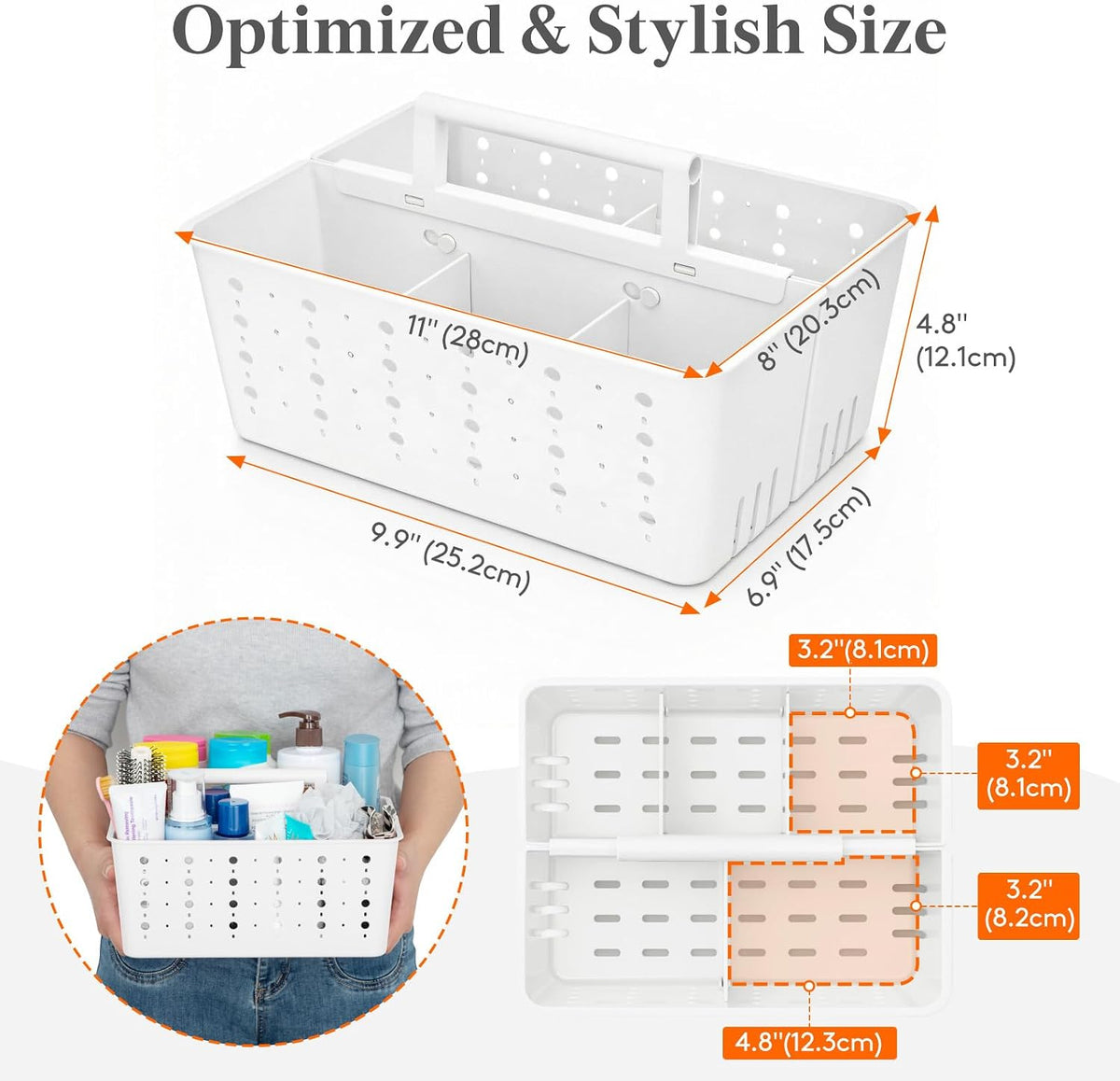 Lifewit Portable Shower Caddy, Plastic Basket Organizer, 1 Pack, White
