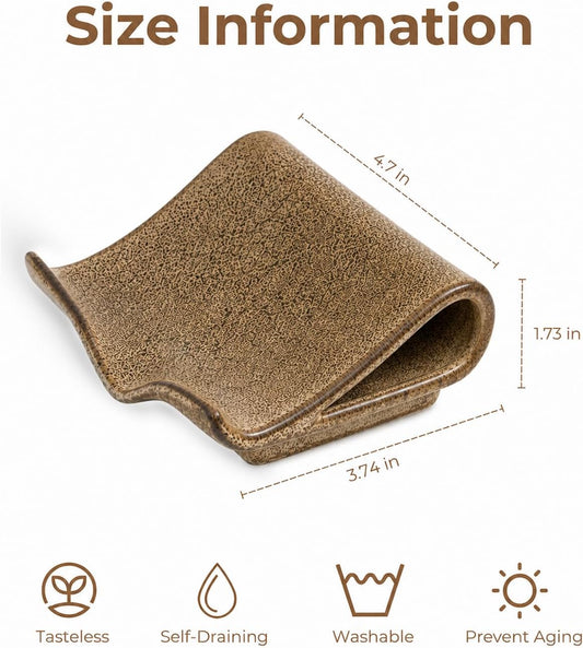 Zoeeker Self-Draining Soap Dish, Ceramic Bar Soap Holder with Drainage