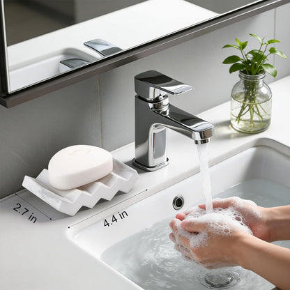 Bar Soap Holder Diatomite Soap Dish Sponge Caddy, Marble White