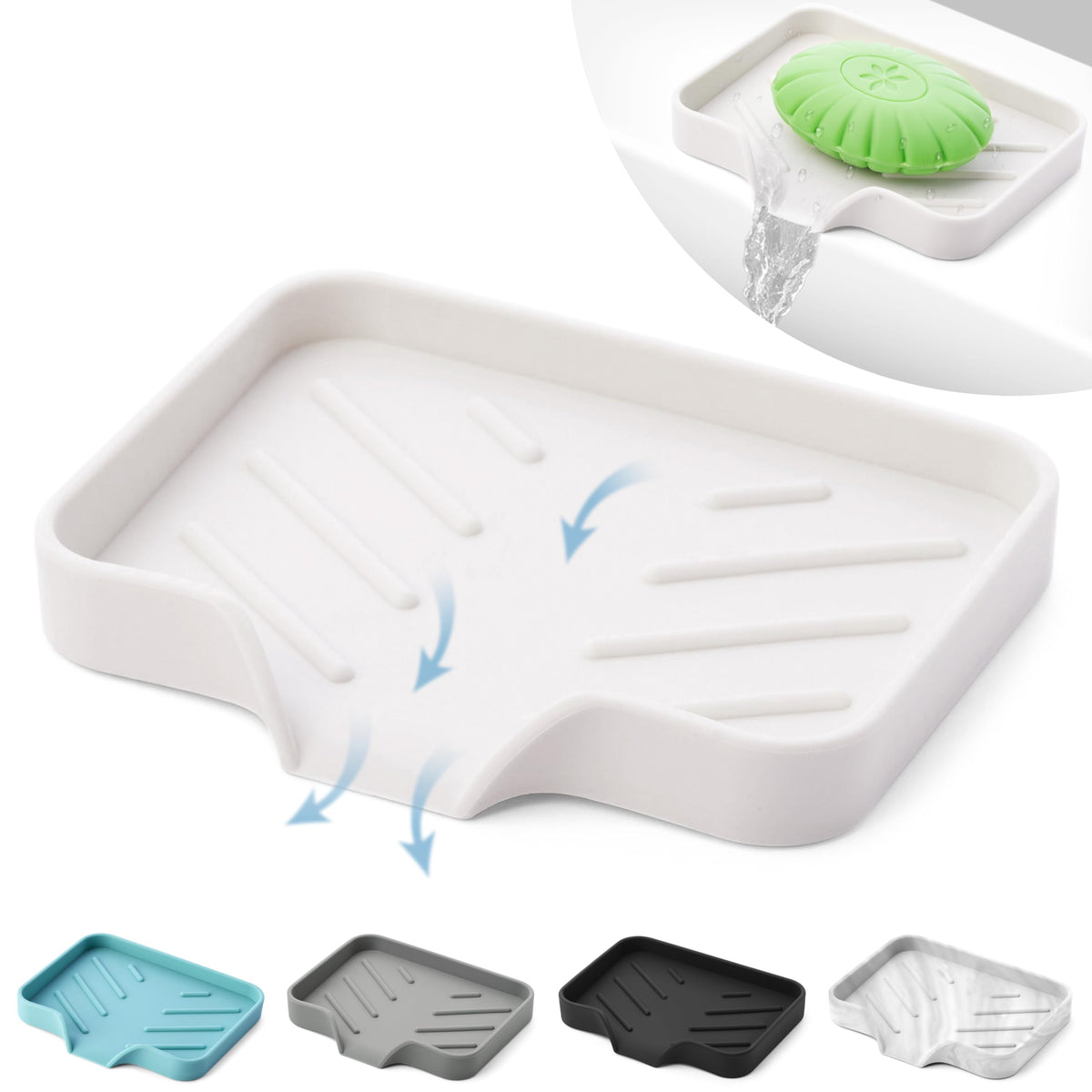 Silicone Soap Bar Holder: Premium Gray Self-Draining Soap Dish - Elegant Shower & Bathroom Solution