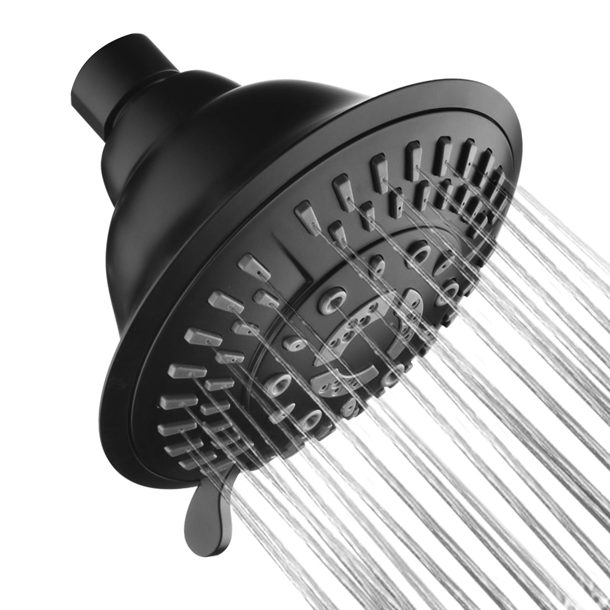 BRIGHT SHOWERS High Pressure Rain Shower Head, Fixed Shower Head with 5 Spray Settings, Adjustable Angle and Anti-Clog Nozzles, Oil Rubbed Bronze