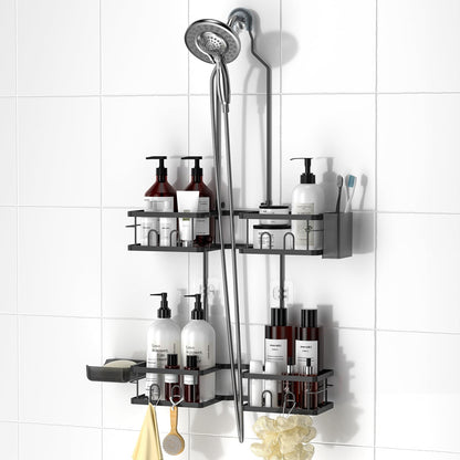 REINHARDT Adjustable Shower Caddy Hanging for Handheld Showerheads, Black
