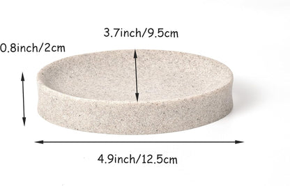 IMEEA Oval Resin Soap Dish for Bathroom Sink Stone-Look Soap Tray Holder