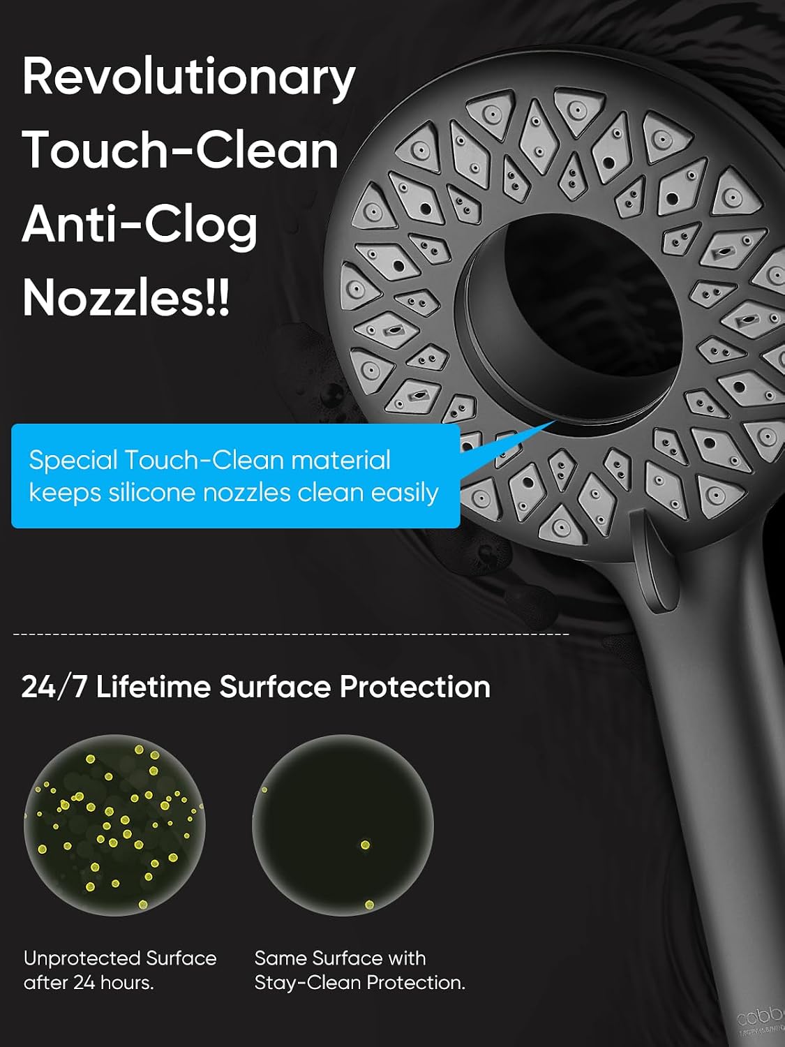 Cobbe® Dual Shower Head with Magnetic Handheld, Matte Black