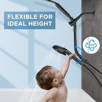 MakeFit Dual Handheld Shower Head Combo, 2-in-1 Rain Shower Heads System 8 Inch Rainfall Shower Head and 10 Modes High Pressure Hand Held Showerhead with Built-in Power Wash
