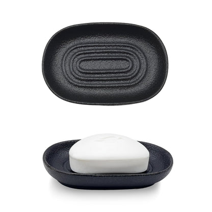Ceramic Soap Dish for Bath Sink- Modern White Bar Soap Holder for Shower - Easy to Clean Multi-Purpose Oval Soap Dishes for Soap Bar, Sponges, Jewelry, Small Items | Fits Bathroom & Kitchen