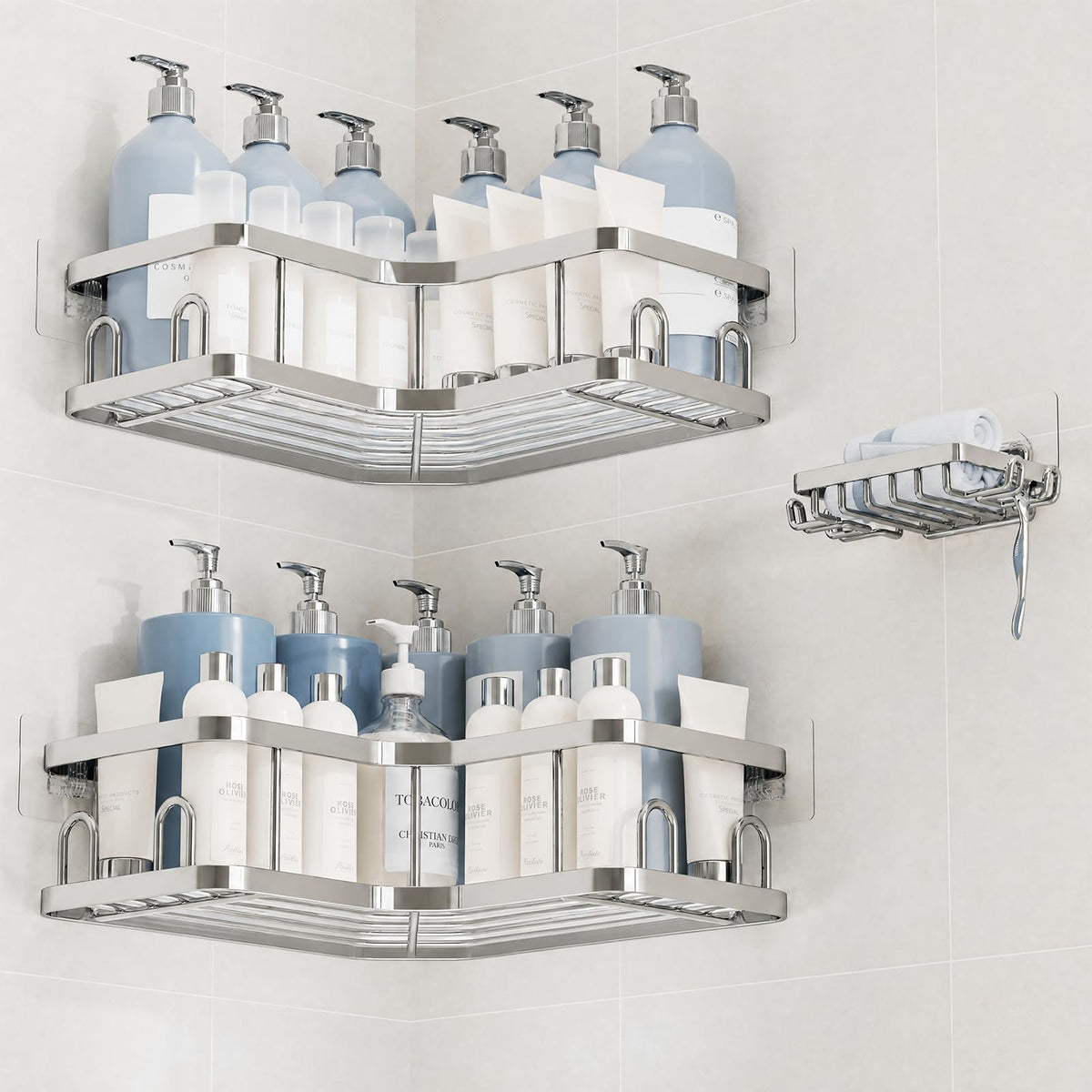 Veken Corner Shower Caddy 3-Pack, Advanced Rustproof Design&Stable Storage