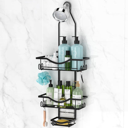 REINHARDT Adjustable Shower Caddy Hanging for Handheld Showerheads, Black