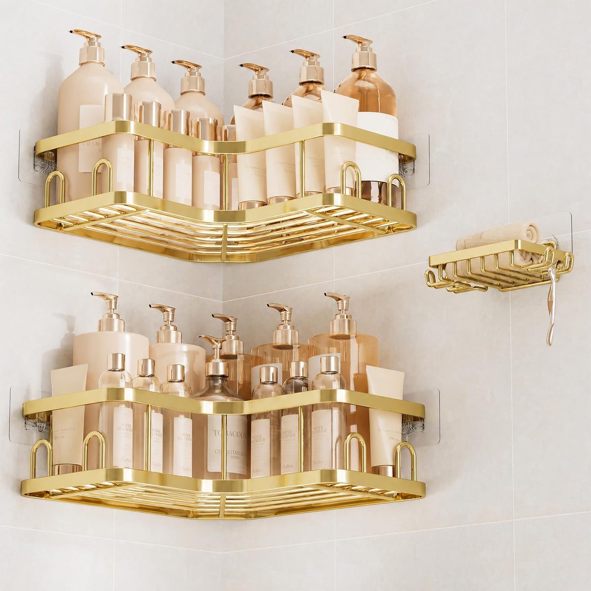 Veken Corner Shower Caddy 3-Pack, Advanced Rustproof Design&Stable Storage