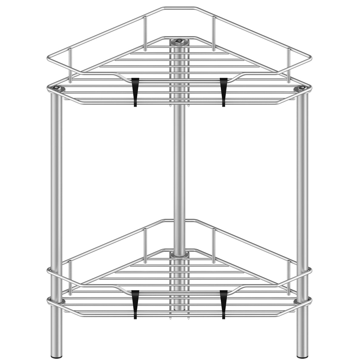 HuggieGems 4 Tier Floor Standing Corner Shower Caddy Organizer Shelf with Hooks, Bathroom Shelves Stand Rack, Black