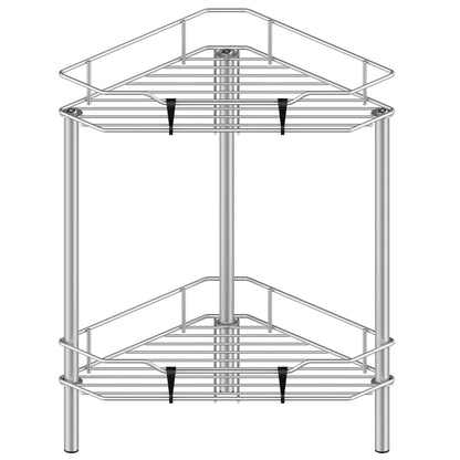 HuggieGems 4 Tier Floor Standing Corner Shower Caddy Organizer Shelf with Hooks, Bathroom Shelves Stand Rack, Black