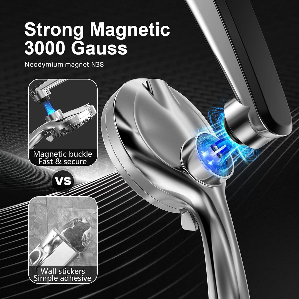 12-Inch High Pressure Rain Shower Head with Handheld Spray Combo, Magnetic