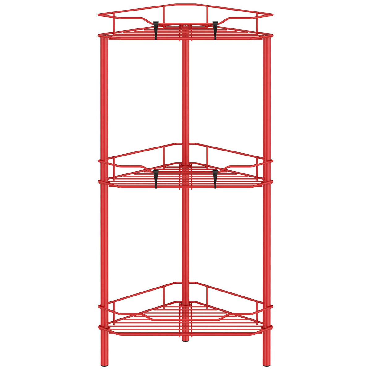 HuggieGems 4 Tier Floor Standing Corner Shower Caddy Organizer Shelf with Hooks, Bathroom Shelves Stand Rack, Black