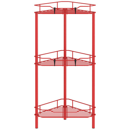 HuggieGems 4 Tier Floor Standing Corner Shower Caddy Organizer Shelf with Hooks, Bathroom Shelves Stand Rack, Black
