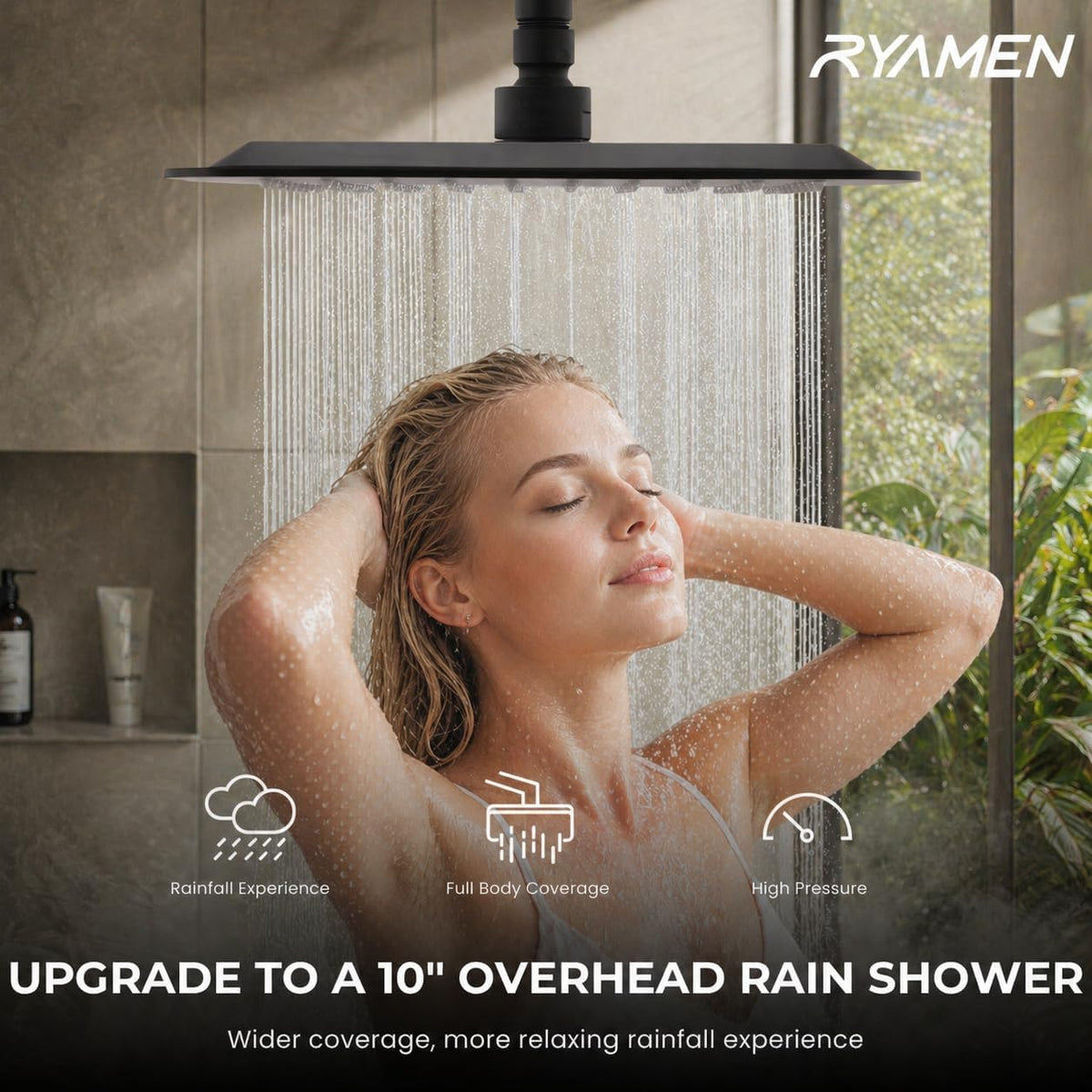 Ryamen Upgraded Filtered Shower Head with Handheld, 10 inch Rain Showerhead