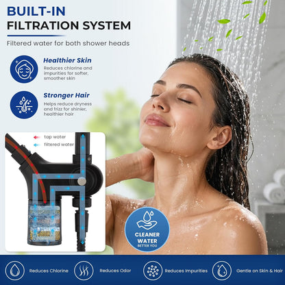 Ryamen Upgraded Filtered Shower Head with Handheld, 10 inch Rain Showerhead