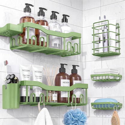 NESOMI 7-Pack Shower Caddy Adhesive,Stainless Steel Shower Organizer Shelf