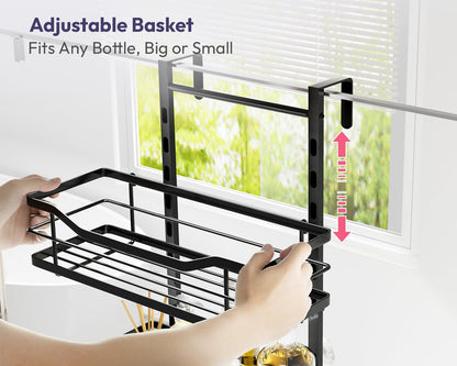 SWTYMIKI Over the Door Shower Caddy - 3 Tier Adjustable Shower Organizer Hanging with Soap Holder, No Drilling Stainless Steel Bathroom Rack Hanging for Body Wash, Shampoo, Soap, Razor, Black