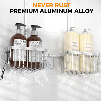 Adjustable Aluminum Shower Caddy Hanging for Handheld Showerhead, Silver