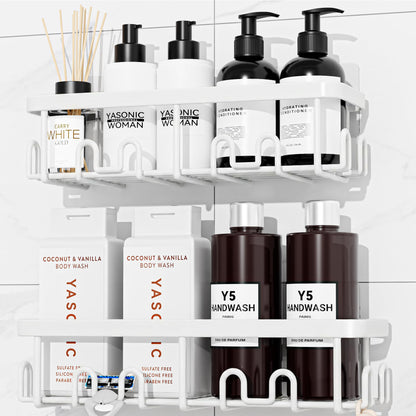 YASONIC Shower Caddy Adhesive, Rustproof Shower Organizer, Wall Shower Rack