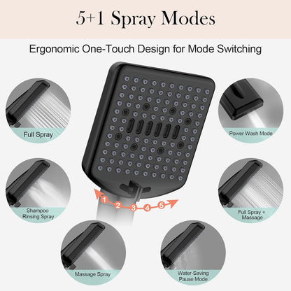 Homlord Filtered Shower Head with Handheld, High Pressure 6 Mode Showerhead