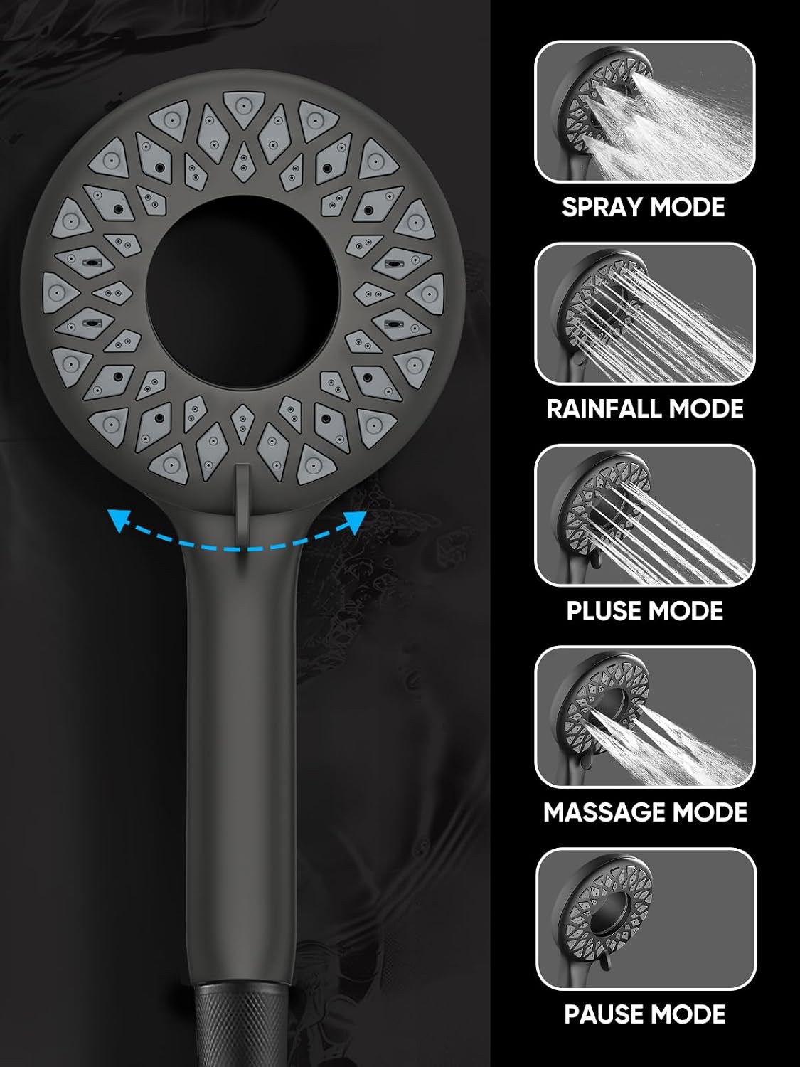 Cobbe® Dual Shower Head with Magnetic Handheld, Matte Black