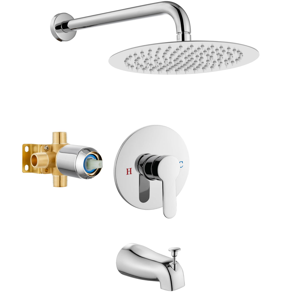 Airuida Shower Faucet Set with Tub Spout,6" Bathtub Faucet-Matte Black